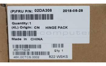 Lenovo 02DA308 HINGE FRU Hinge set(L+R) ,Clamshell,JL