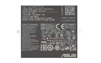 0A001-00239500 cargador USB-C original Asus 45 vatios