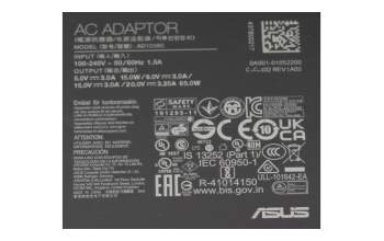 0A001-00443500 cargador USB-C original Asus 65 vatios