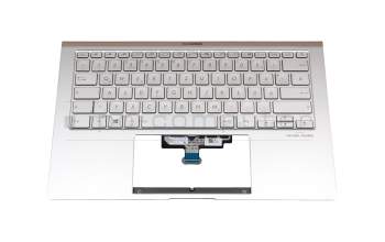 0KN1-A6GE13 R1.0 teclado incl. topcase original Asus DE (alemán) blanco/plateado con retroiluminacion