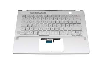 0KNR0-2617GE00 teclado incl. topcase original Asus DE (alemán) plateado/plateado con retroiluminacion