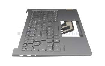 20A3XK240106 teclado incl. topcase original Lenovo DE (alemán) gris/canaso con retroiluminacion