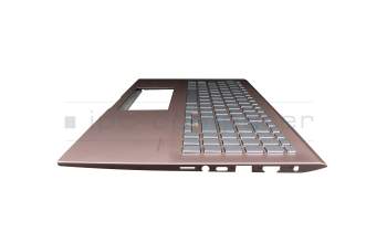 39XKNTAJN70 teclado incl. topcase original Asus DE (alemán) plateado/rosa con retroiluminacion