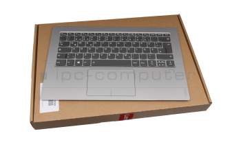 5CB0Q09675 teclado incl. topcase original Lenovo DE (alemán) gris/plateado con retroiluminacion