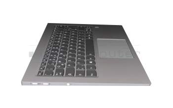 5CB0Q09675 teclado incl. topcase original Lenovo DE (alemán) gris/plateado con retroiluminacion