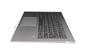 5CB0Q09675 teclado incl. topcase original Lenovo DE (alemán) gris/plateado con retroiluminacion