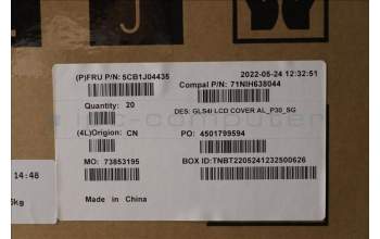 Lenovo 5CB1J04435 COVER LCD Cover C 82SD AL_3.0t_SG