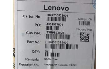 Lenovo 5SB0S32020 SPEAKERINT speaker H 82X3