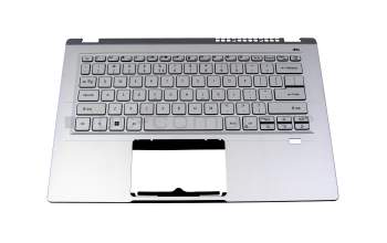 6B.AB1N2.001 teclado incl. topcase original Acer US (Inglés) plateado/plateado con retroiluminacion