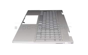 AM2UU000640 teclado incl. topcase original HP DE (alemán) plateado/plateado con retroiluminacion (DSC)