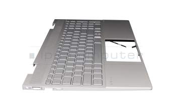 AM2UU000640 teclado incl. topcase original HP DE (alemán) plateado/plateado con retroiluminacion (DSC)