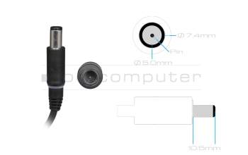 Alternativa para 00W6KV cargador original Dell 90 vatios redondeado