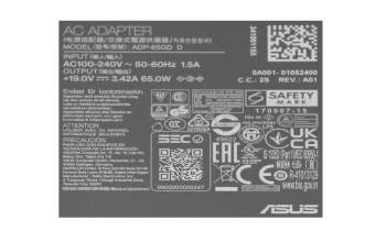 Asus E1504FA original cargador 65 vatios pequeño