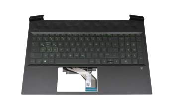 BJKVD3AF7FJ035 teclado incl. topcase original HP DE (alemán) negro/verde/negro con retroiluminacion