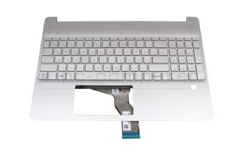 L68125-041 teclado incl. topcase original HP DE (alemán) plateado/plateado con retroiluminacion