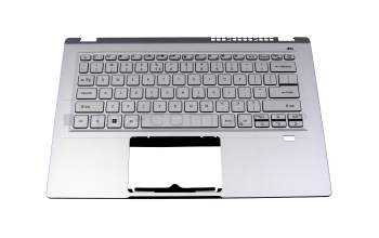 SV03P_A84SWL1 teclado incl. topcase original Acer US (Inglés) plateado/plateado con retroiluminacion