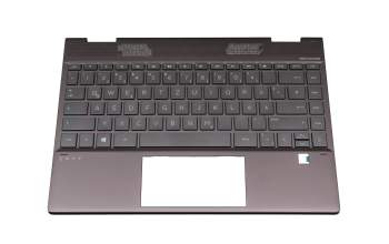 Teclado incl. topcase DE (alemán) gris/canaso con retroiluminacion original para HP Envy x360 13-ar0900