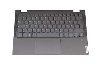 Teclado incl. topcase DE (alemán) gris/canaso con retroiluminacion original para Lenovo Yoga C640-13IML (81UE)