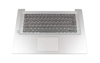 Teclado incl. topcase DE (alemán) gris/plateado con retroiluminacion original para Lenovo IdeaPad 320S-15IKB (80X5/81BQ)