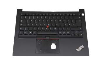 Teclado incl. topcase DE (alemán) negro/negro con mouse stick sin retroiluminación original para Lenovo ThinkPad E14 (20RA/20RB)