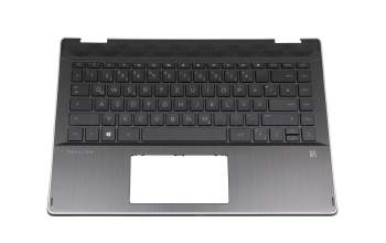 Teclado incl. topcase DE (alemán) negro/negro con retroiluminacion original para HP Pavilion x360 14-dh0900