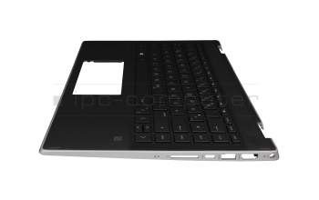 Teclado incl. topcase DE (alemán) negro/negro con retroiluminacion original para HP Pavilion x360 14-dh0900