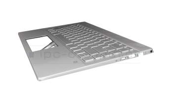 Teclado incl. topcase DE (alemán) plateado/plateado con retroiluminacion original para HP Pavilion 14-ce3000