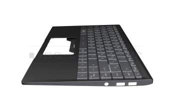 Teclado incl. topcase IT (italiano) gris/negro con retroiluminacion original para MSI Modern 14 B11MO/B11MOL (MS-14D3)