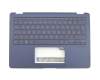 0KN1-1V1GE12 teclado incl. topcase original Pega DE (alemán) negro/azul con retroiluminacion