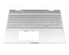 442.QED06.0001 teclado incl. topcase original HP DE (alemán) plateado/plateado con retroiluminacion