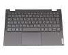 Teclado incl. topcase DE (alemán) gris/canaso con retroiluminacion original para Lenovo Yoga C640-13IML (81UE)