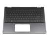 Teclado incl. topcase DE (alemán) negro/negro con retroiluminacion original para HP Pavilion x360 14-dh0900