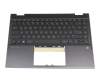 Teclado incl. topcase DE (alemán) negro/plateado/negro sin retroiluminación original para HP Pavilion x360 14-dw1000